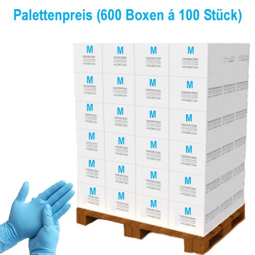 1 Palette (600 Boxen) Nitril Handschuhe puderfrei blau, M 1 Palette (600 Boxen) Nitril Handschuhe puderfrei blau, M
