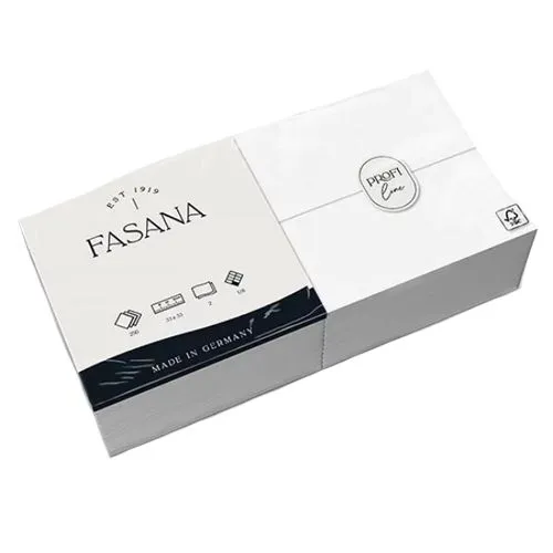 Fasana Zelltuch Serviette weiß 2 lagig 1/8 Falz 33x33 cm Fasana Zelltuch Serviette weiß 2 lagig 1/8 Falz 33x33 cm