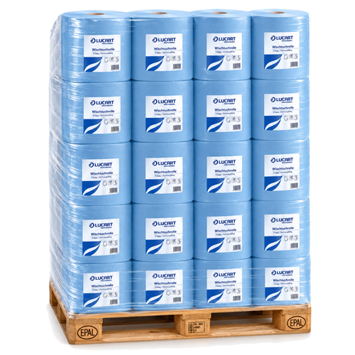 1 Palette (36 Ro.) Putztuchrollen 3-lag., blau, 1.000 Blatt, 36x36 cm 1 Palette (36 Ro.) Putztuchrollen 3-lag., blau, 1.000 Blatt, 36x36 cm