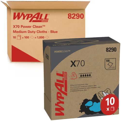 Kimberly-Clark 8290 Wypall X70 Powerclean Zupfbox - blaue Reinigungstücher