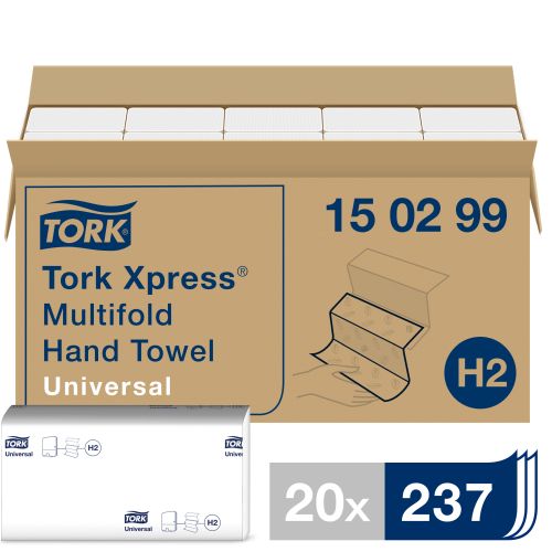Tork Xpress Multifold Papierhandtücher 2-lag. Tork Xpress Multifold Papierhandtücher 2-lag.