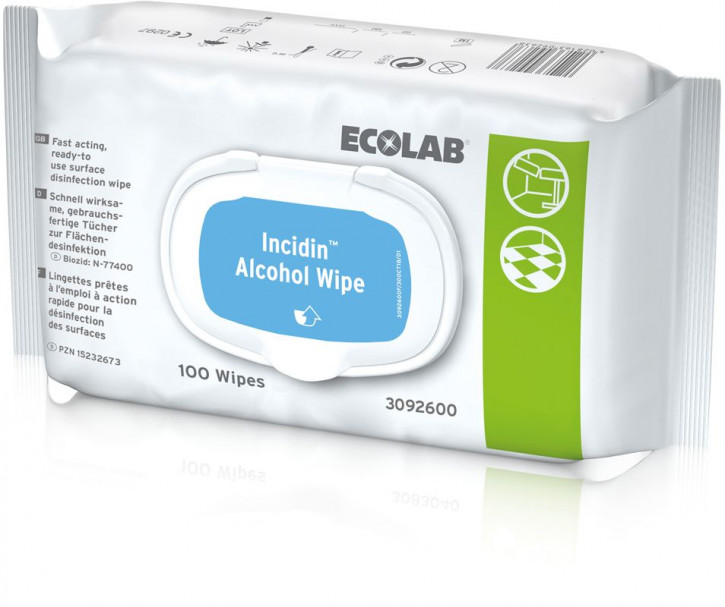 Ecolab Incidin Alcohol Wipes Schnelldesinfektions-Tücher 20x20cm