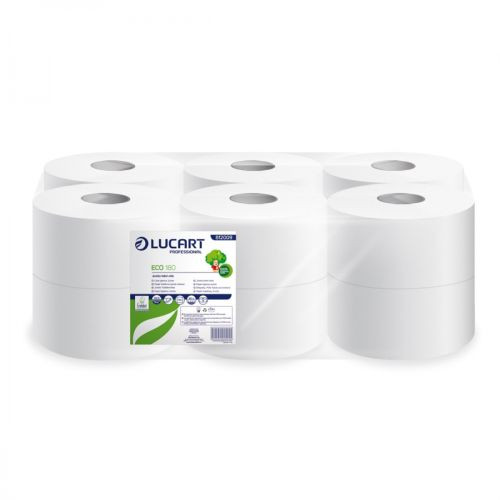 Lucart Toilettenpapier Jumbo Eco 180, 2-lagig, weiß