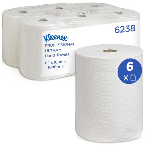 Kimberly-Clark 6238 Kleenex Ultra Handtuchrolle 2-lag. weiß, 180mtr.